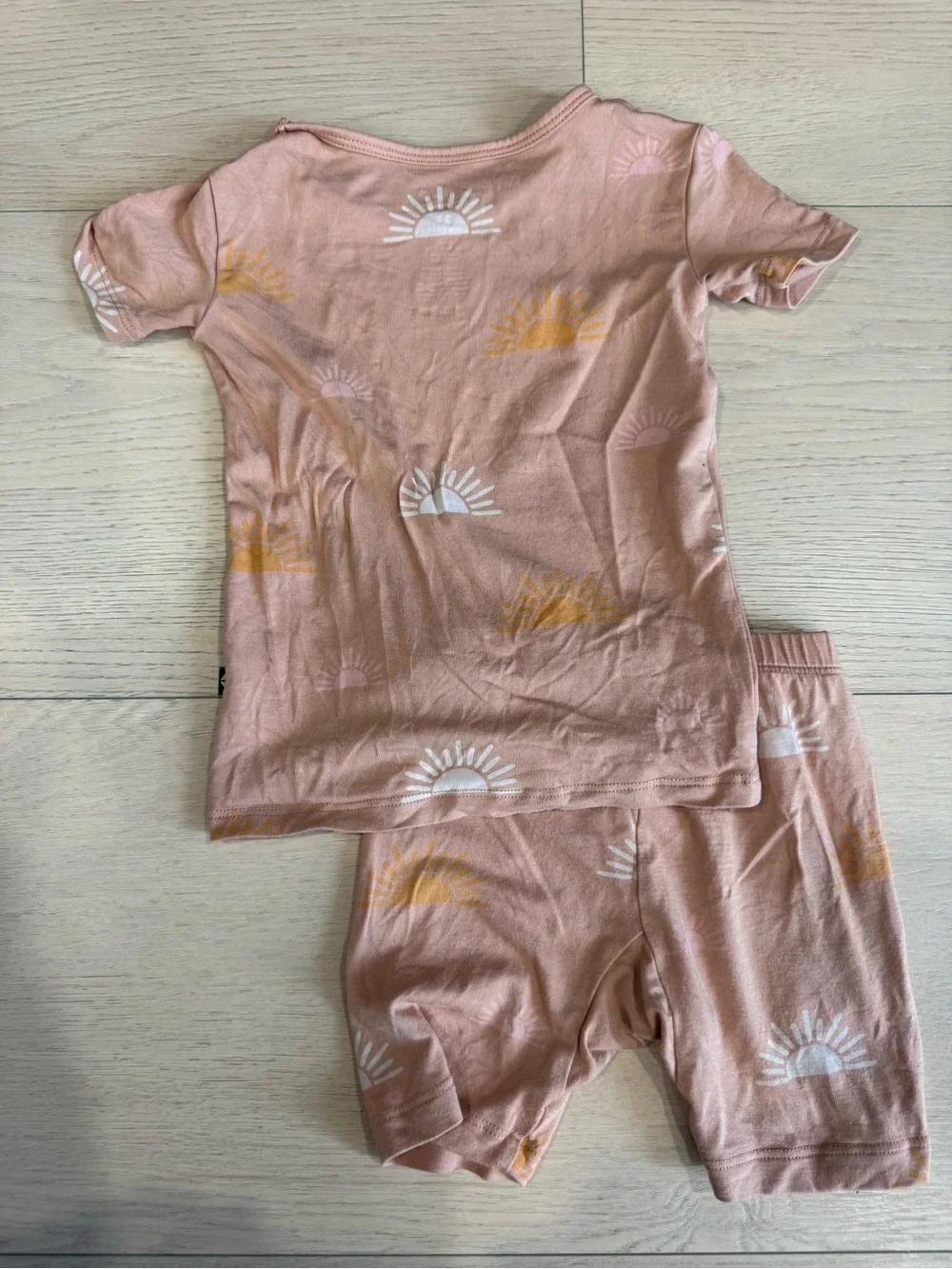 Kyte BABY Pink & Gold Sun Short Sleeve Pajama Set | 2T